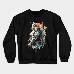 Cat Painting in Samurai Armor Crewneck Sweatshirt